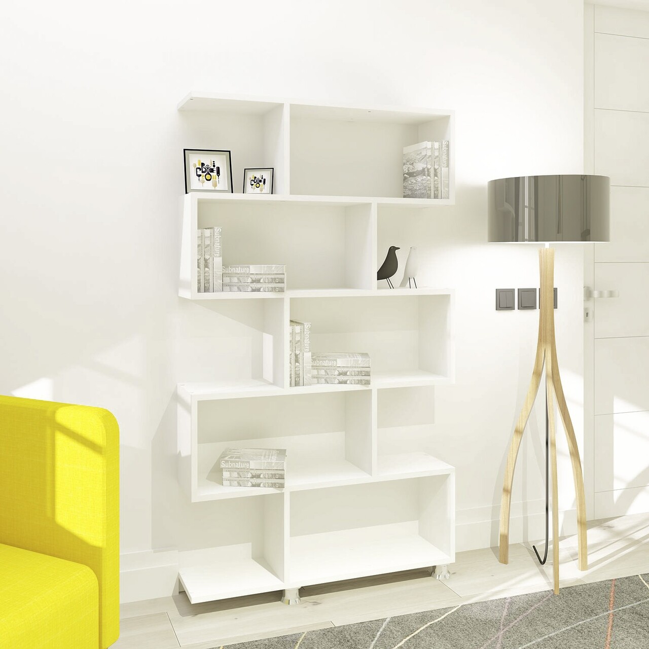 Biblioteca Nilufer, Elegance, 90x20x156 cm, alb - imagine 5